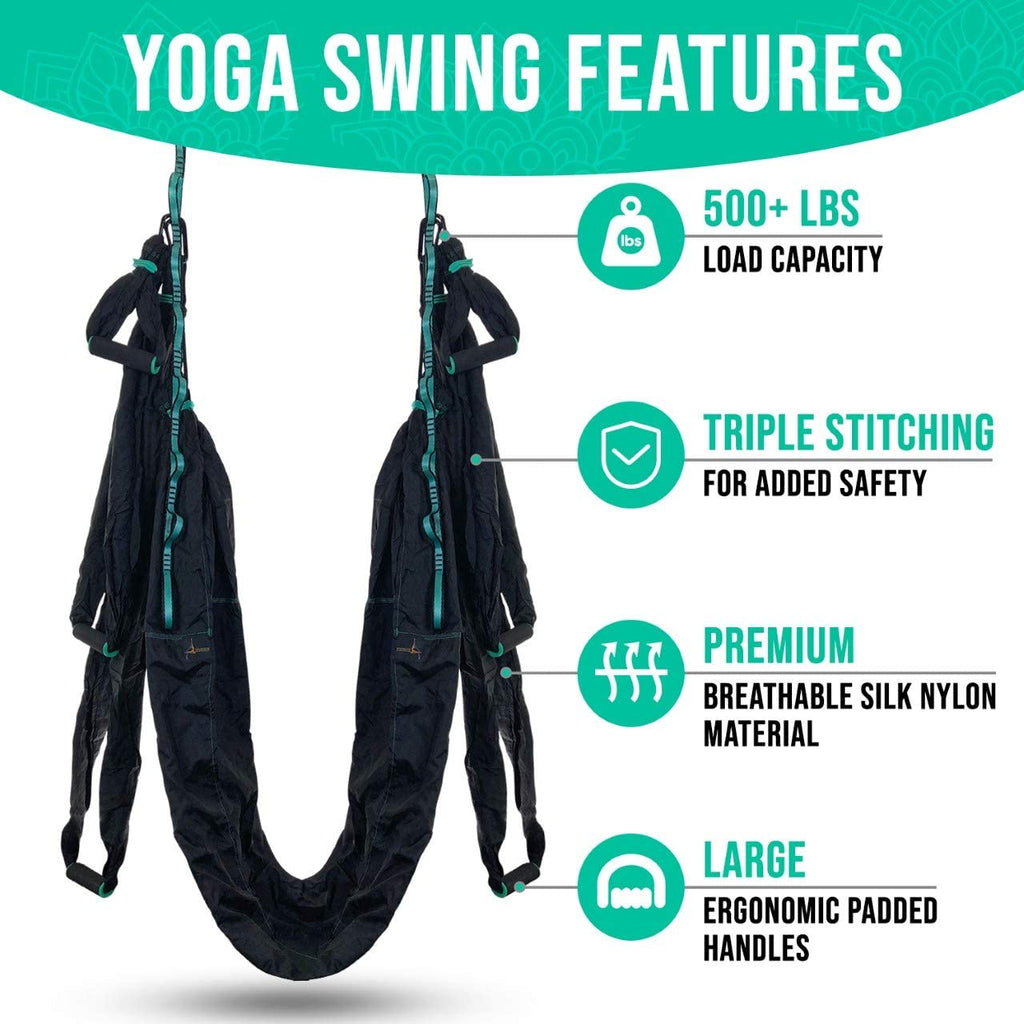 Premium Aerial Hammock anti Gravity Yoga Swing Kit - Acrobat Flying Sling Set for Indoor and Outdoor Inversion Therapy