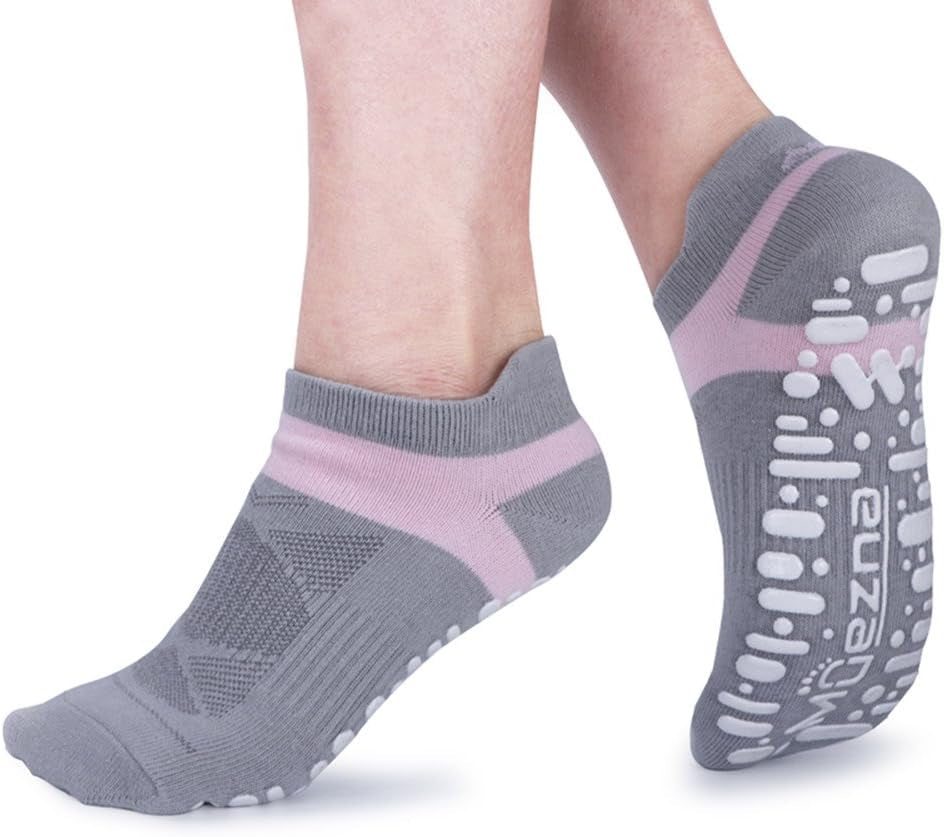 Muezna Non Slip Yoga Socks for Women: Anti-Skid Pilates, Barre, Hospital Socks with Grips - Size 5-10" 🧘‍♀️🧦