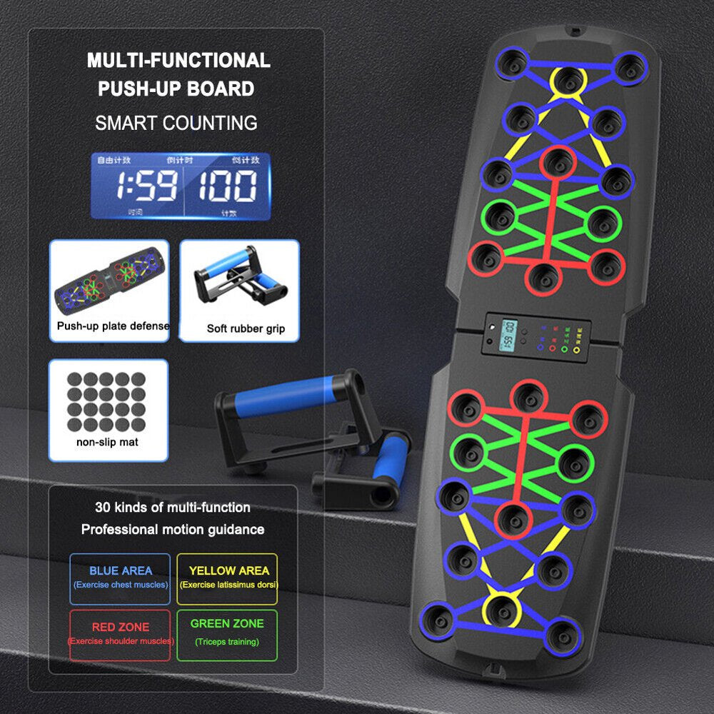 Portable Multi-Function Push-Up Board: Foldable 10-in-1 Push-Up Bar with Timer, Ideal for Professional Strength Training