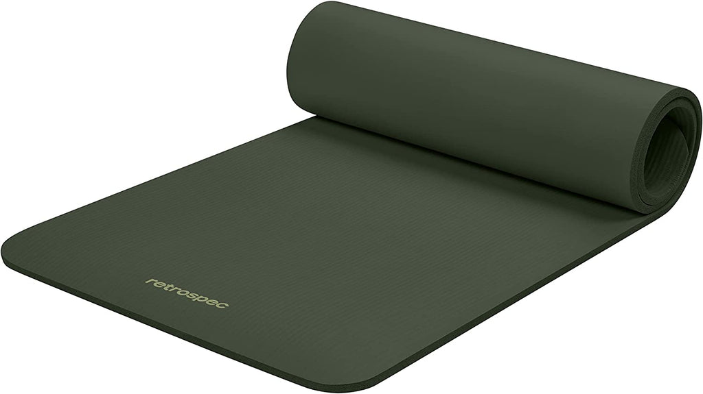 Retrospec Solana Yoga Mat 1/2" Thick W/Nylon Strap for Men & Women - Non Slip Excercise Mat for Yoga, Pilates, Stretching, Floor & Fitness Workouts, Black