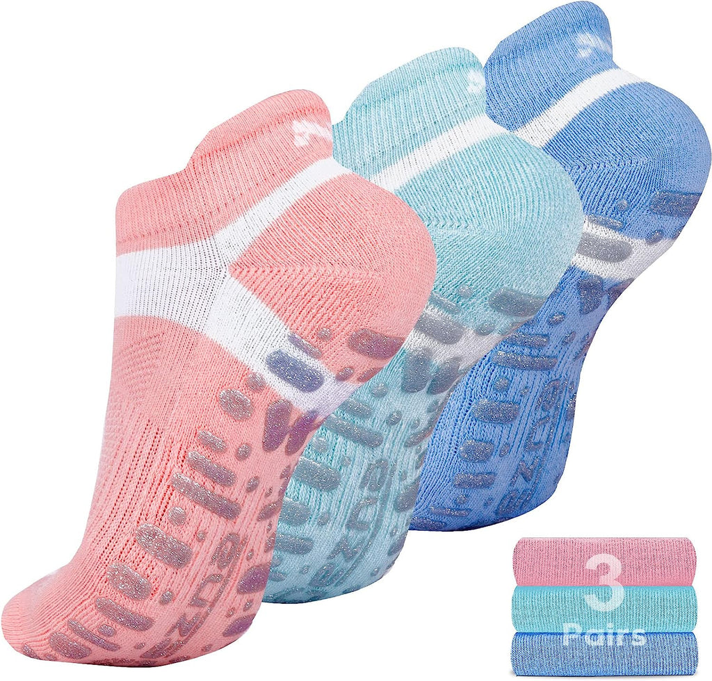 Muezna Non Slip Yoga Socks for Women: Anti-Skid Pilates, Barre, Hospital Socks with Grips - Size 5-10" 🧘‍♀️🧦