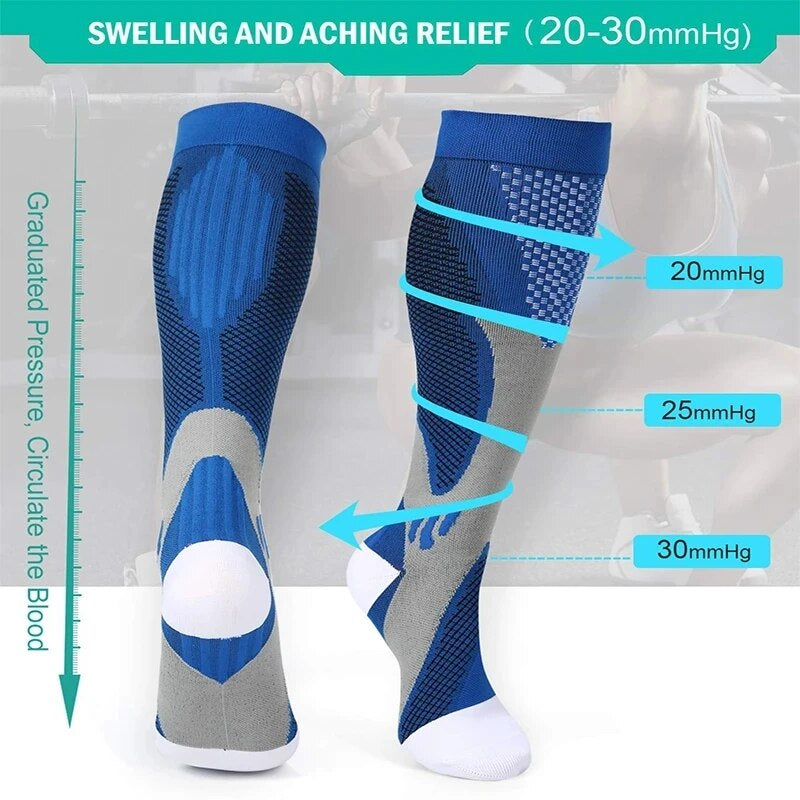 Nylon Compression Socks: Medical Nursing Stockings for Outdoor Cycling - Fast-Drying, Breathable Adult Sports Gear