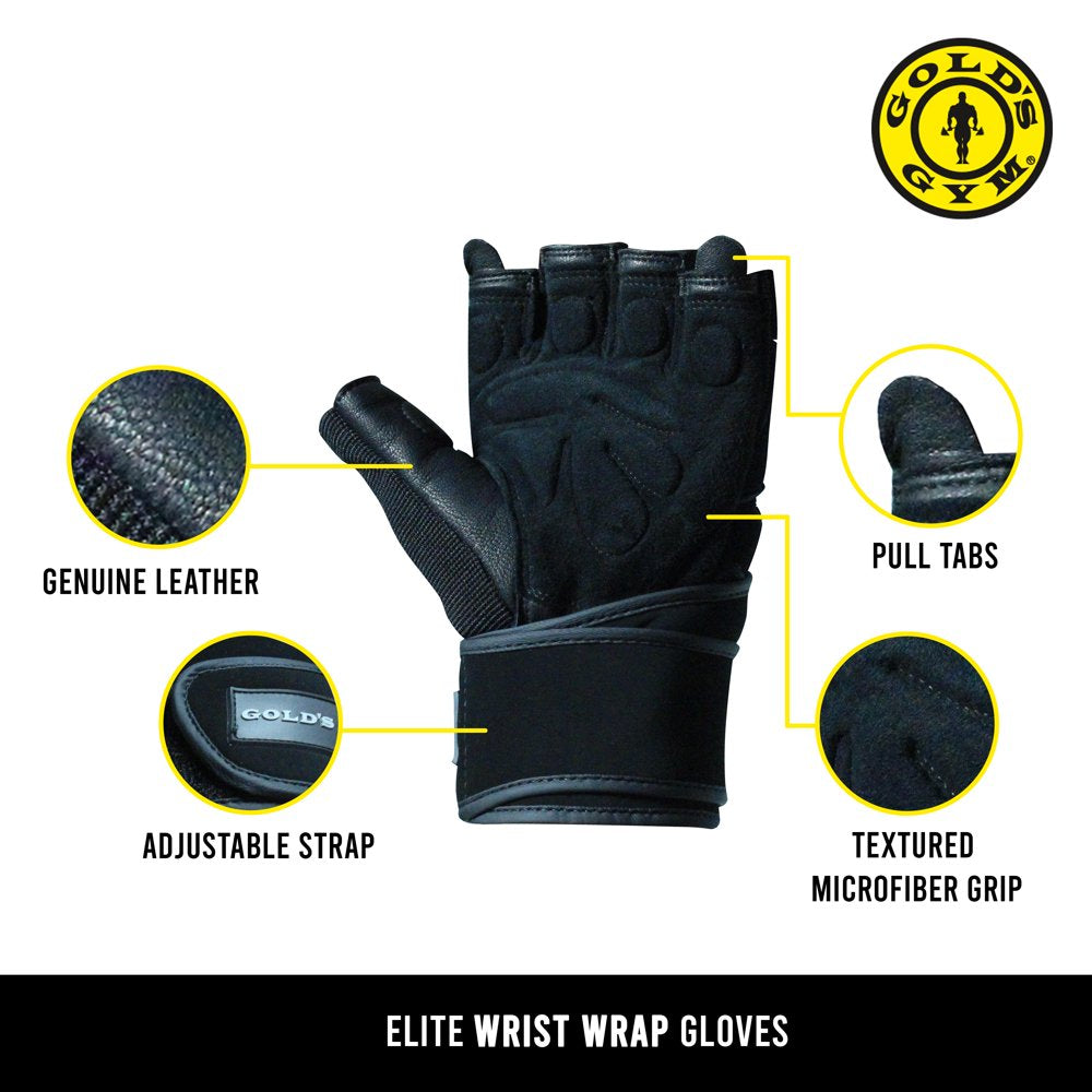 Gold's Gym Elite Wrist Wrap Weightlifting Gloves: Medium/Large Size for Enhanced Support and Grip