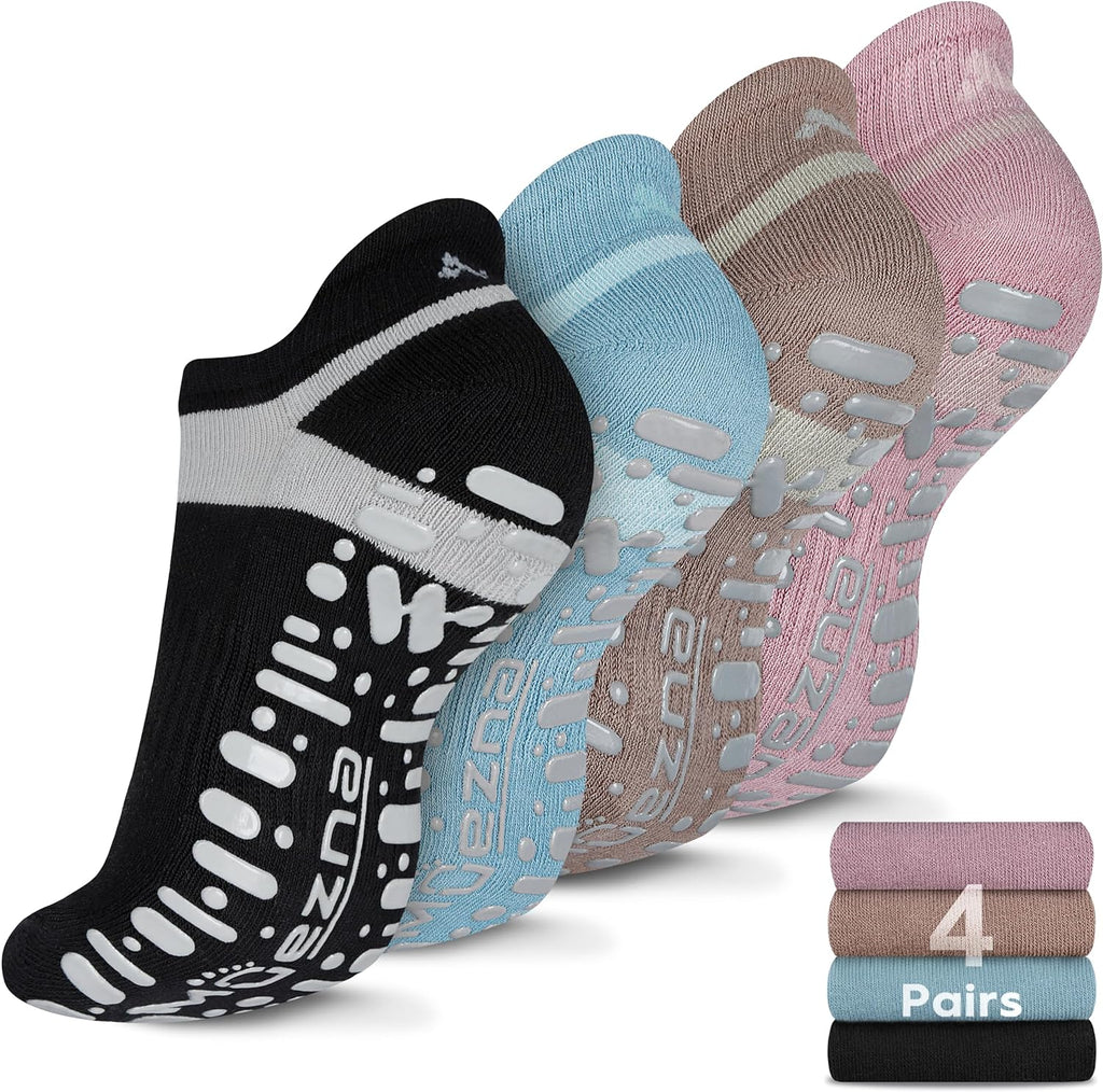 Muezna Non Slip Yoga Socks for Women: Anti-Skid Pilates, Barre, Hospital Socks with Grips - Size 5-10" 🧘‍♀️🧦