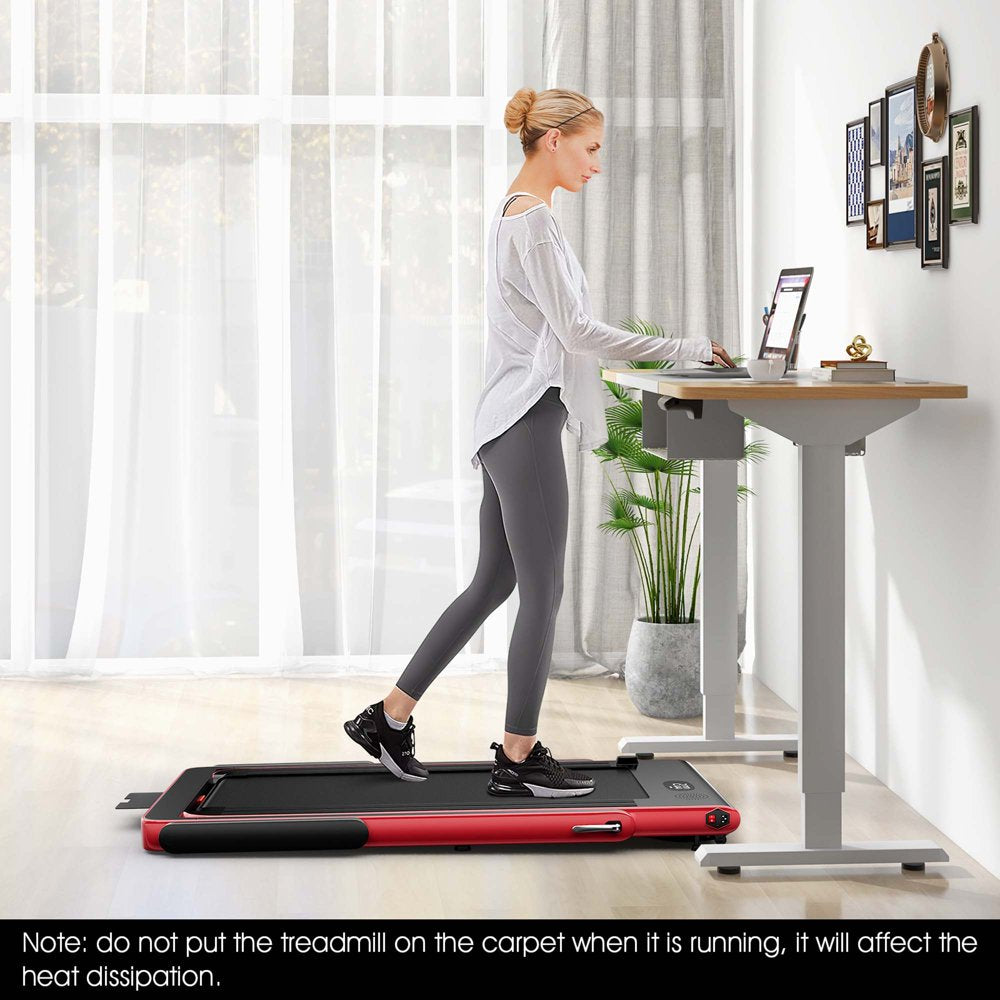 Superfit 2-in-1 Dual Display Folding Treadmill: Up to 7.5 MPH, 2.25HP Motor, Jogging Machine with APP Control - Red
