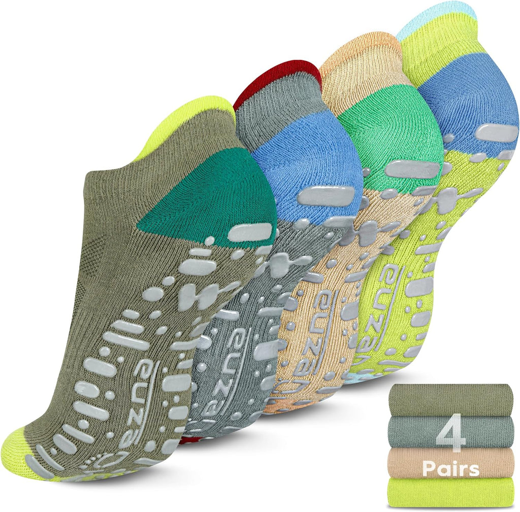 Muezna Non Slip Yoga Socks for Women: Anti-Skid Pilates, Barre, Hospital Socks with Grips - Size 5-10" 🧘‍♀️🧦