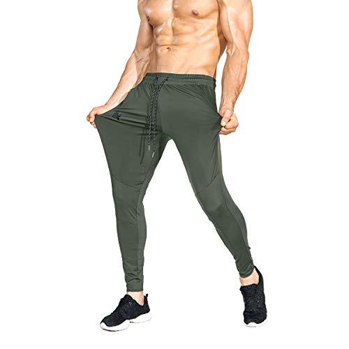 BROKIG Mens 3 Pack Lightweight Running Gym Jogger Pants,Men's Workout Sweatpants Zip Pocket (Large, Black-Beige-Army Green)-Fitness Going | The Tools To Enhance Your Lifestyle | Veteran Owned