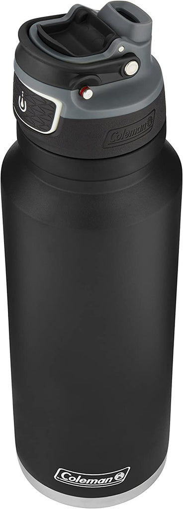 Coleman Freeflow Vacuum-Insulated Stainless Steel Water Bottle: Leak-Proof Lid, Available in 24oz/40oz Sizes with Button-Operated Lid & Carry Handle - Keeps Drinks Hot or Cold for Hours