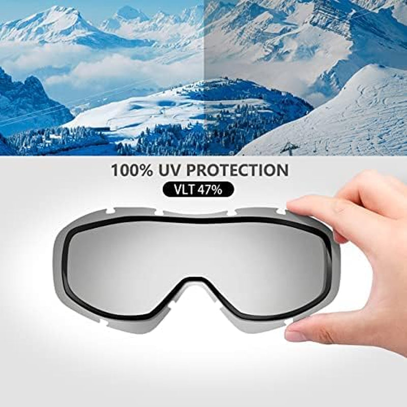 Outdoormaster OTG Ski Goggles: Over Glasses Ski/Snowboard Goggles for Men, Women & Youth - Providing 100% UV Protection