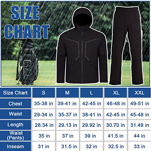 K.E.J. Golf Jacket for Men Waterproof Golf Rain Suits Lightweight Golf Rain Jacket and Pants Performance Golf Gear Raincoat for All Sports-Fitness Going | The Tools To Enhance Your Lifestyle | Veteran Owned