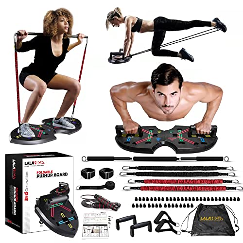 Ultimate Push Up board, Portable at Home Gym, Strength Training equipment for Men, Home Workout Equipment with 15 Gym Accessories, Foldable Pushup bar with Resistance band, Pilates Bar, Jump rope-Fitness Going | The Tools To Enhance Your Lifestyle | Veteran Owned