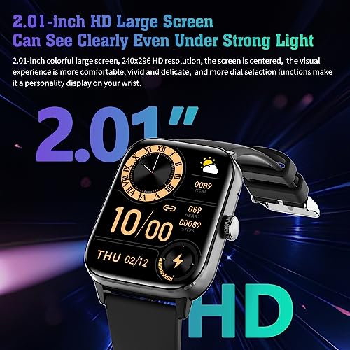 FUTURESIGNAL 2.01”Smart Watch for Answer Make Calls, Waterproof Fitness Tracker with AI Voice Heart Rate Blood Glucose Body Thermometer SpO2 Sleep Monitor 100 Sport Modes (Black)-Fitness Going | The Tools To Enhance Your Lifestyle | Veteran Owned