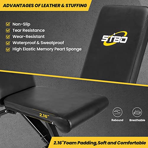 STBO Adjustable Weight Bench,Foldable Workout Bench Incline Decline Sit Up Bench with Resistance Band,Exercise Workout Bench for Home Gym-Fitness Going | The Tools To Enhance Your Lifestyle | Veteran Owned