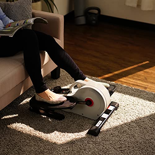 Sunny Health & Fitness Fully Assembled Magnetic Under Desk Elliptical Peddler, Portable Foot & Leg Pedal Exerciser(White) - SF-E3872-Fitness Going | The Tools To Enhance Your Lifestyle | Veteran Owned