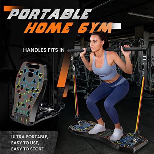 LALAHIGH Portable Home Gym System: Large Compact Push Up Board, Pilates Bar & 20 Fitness Accessories with Resistance Bands & Ab Roller Wheel - Full Body Workout for Men and Women, Gift for Boyfriend (Black)-Fitness Going | The Tools To Enhance Your Lifestyle | Veteran Owned