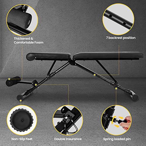 STBO Adjustable Weight Bench,Foldable Workout Bench Incline Decline Sit Up Bench with Resistance Band,Exercise Workout Bench for Home Gym-Fitness Going | The Tools To Enhance Your Lifestyle | Veteran Owned