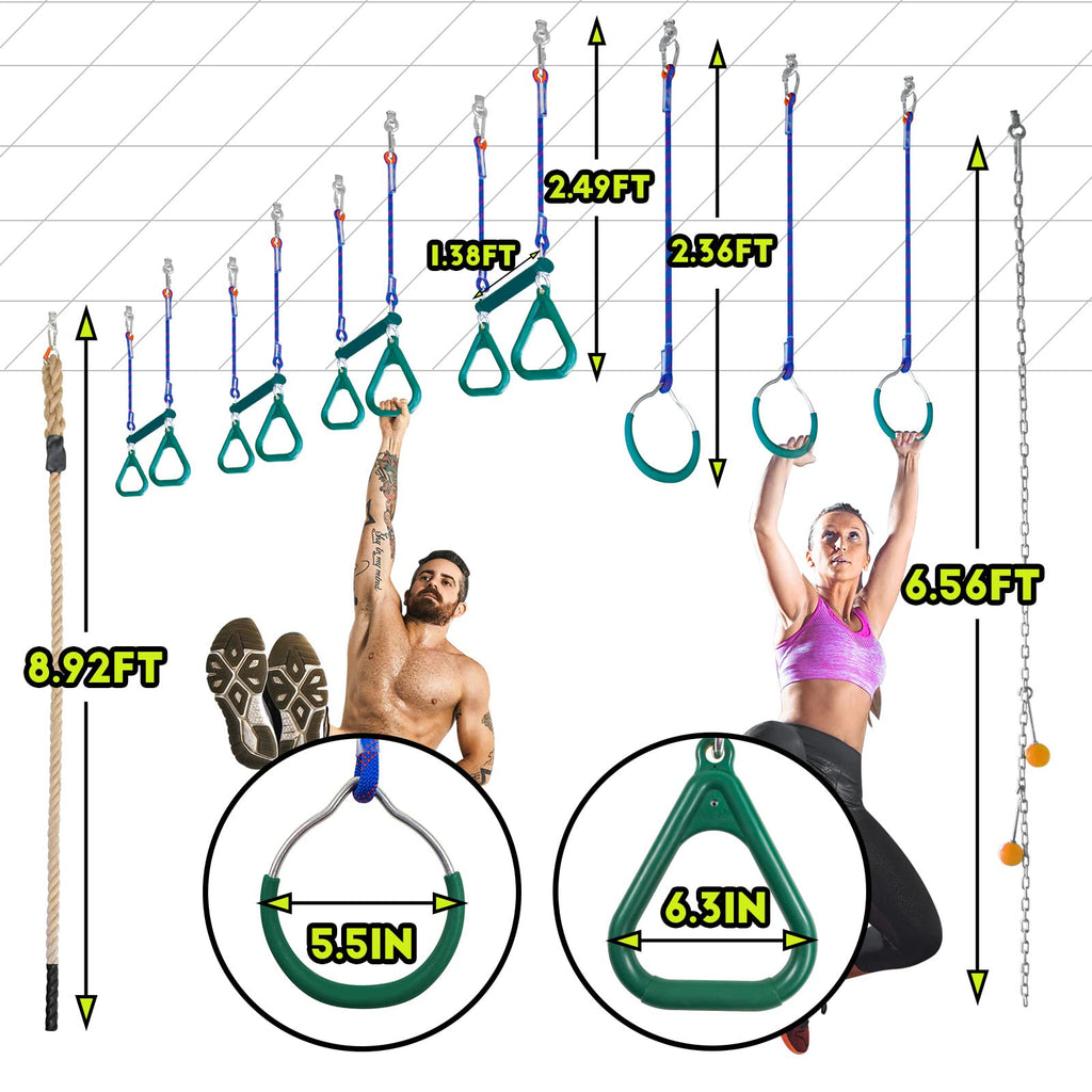 Perantlb Indoor Ninja Warrior Obstacle Course for Adults, Ninja Slackline Includes 7 Hanging Attachments，Roof Strength Training Set, which can Enhance arm Strength.-Fitness Going | The Tools To Enhance Your Lifestyle | Veteran Owned