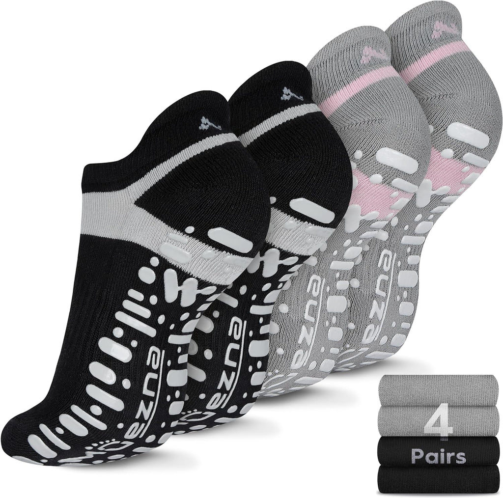 Muezna Non Slip Yoga Socks for Women: Anti-Skid Pilates, Barre, Hospital Socks with Grips - Size 5-10" 🧘‍♀️🧦