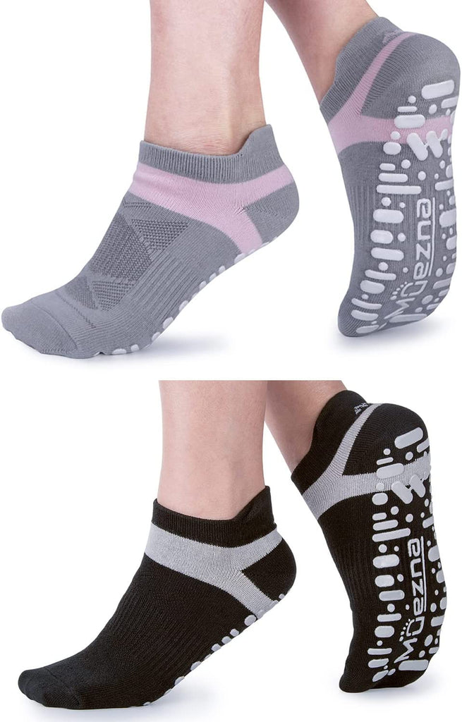 Muezna Non Slip Yoga Socks for Women: Anti-Skid Pilates, Barre, Hospital Socks with Grips - Size 5-10" 🧘‍♀️🧦