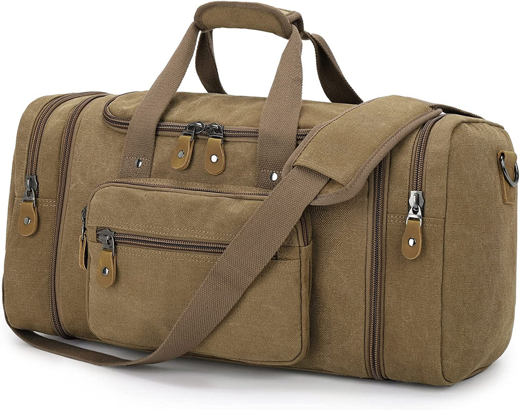 Gonex Canvas Duffle Bag for Travel: 60L Duffel Overnight Weekend Bag in Coffee ☕️