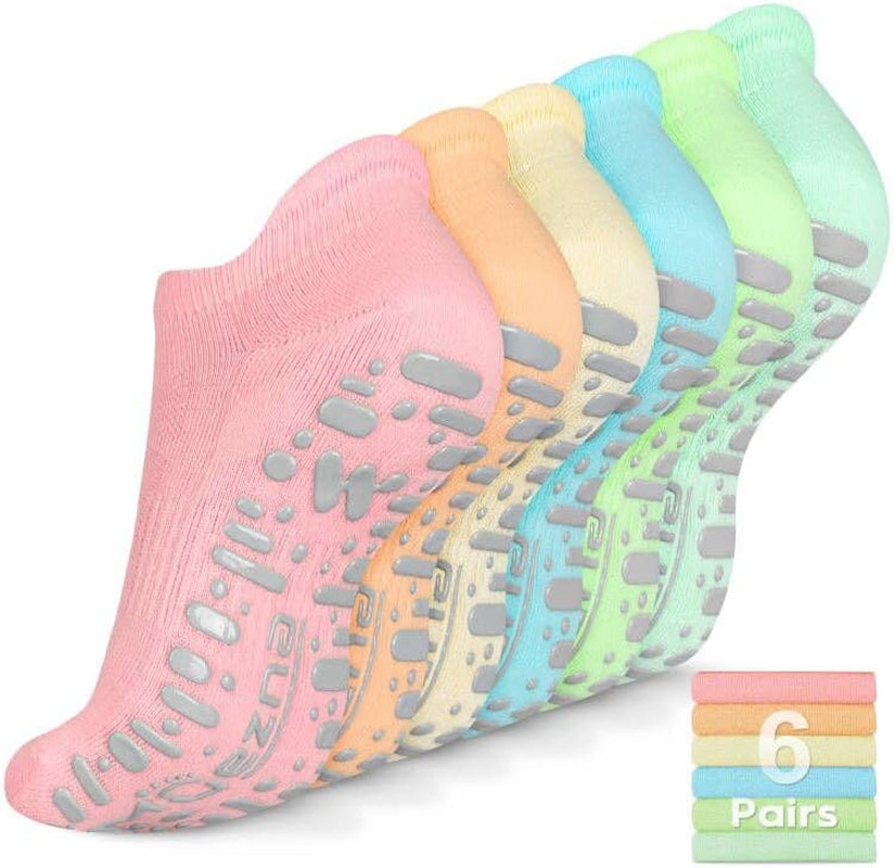 Muezna Non Slip Yoga Socks for Women: Anti-Skid Pilates, Barre, Hospital Socks with Grips - Size 5-10" 🧘‍♀️🧦