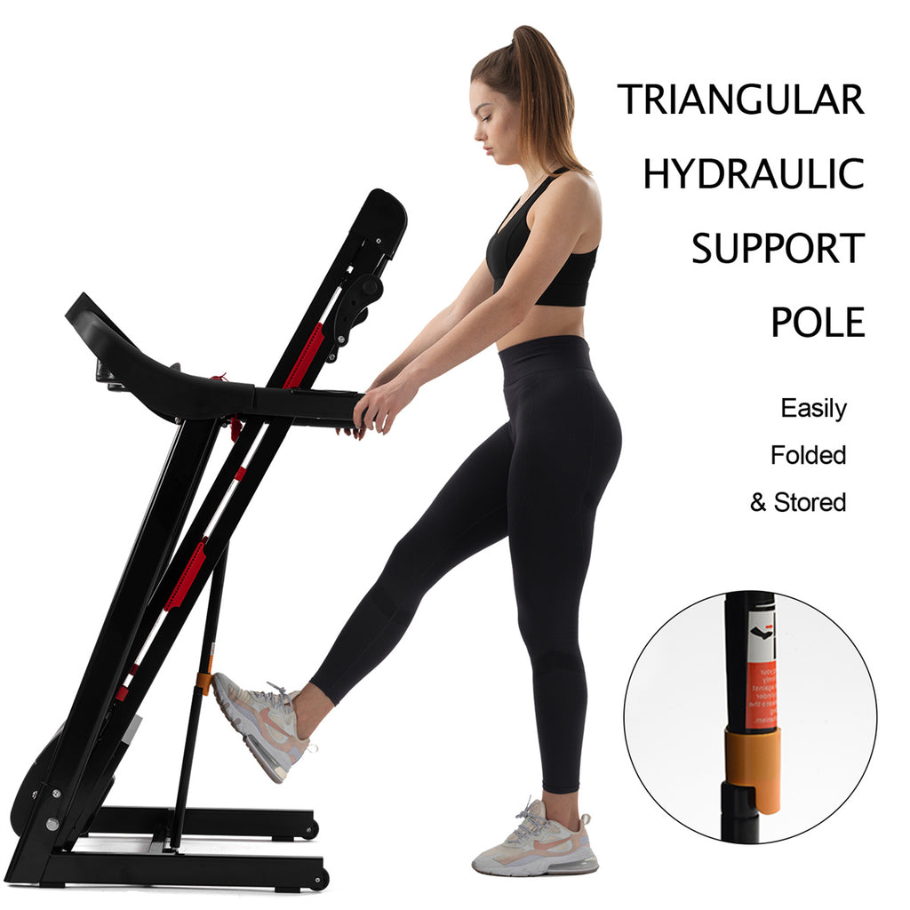 Bominfit JK88 Folding Treadmill: 3.5HP Power Motor, 16Km/H Max Speed, 150Kg Weight Capacity - Heart Rate Sensor, LED Display - Installation-Free Running Fitness for Home Gym Workouts [USA Direct]"