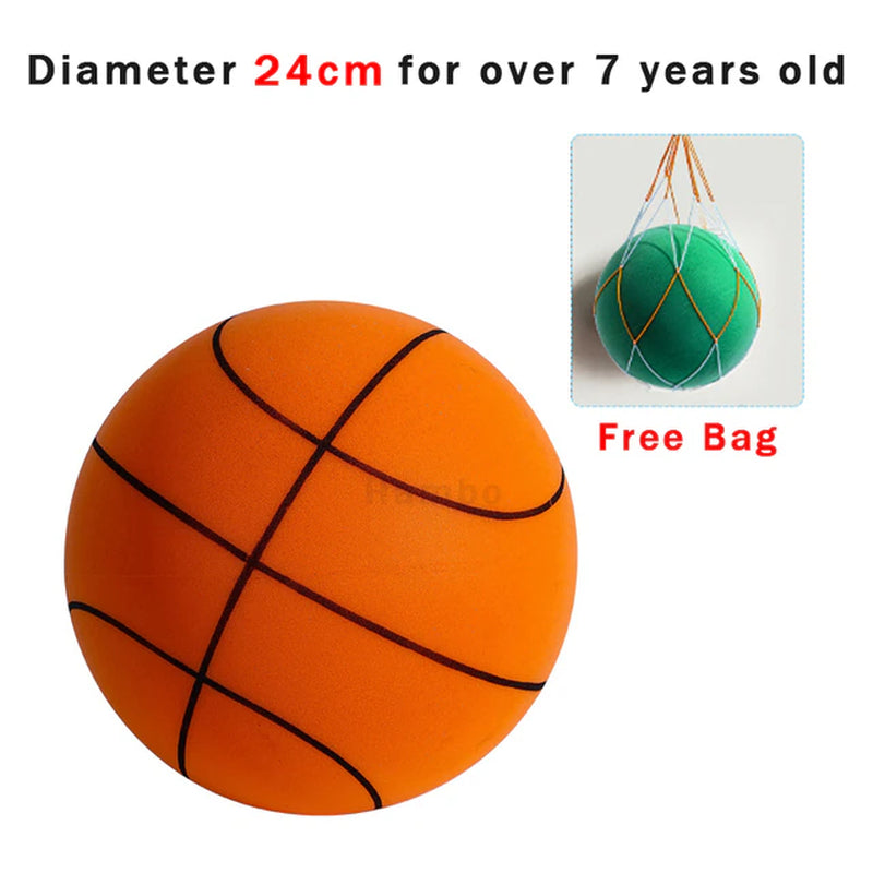 Silent Basketball: Size 7 Squeezable Mute Bouncing Ball - Indoor Foam Basketball for Quiet Play, 24cm Bounce - Perfect for Sports Toys