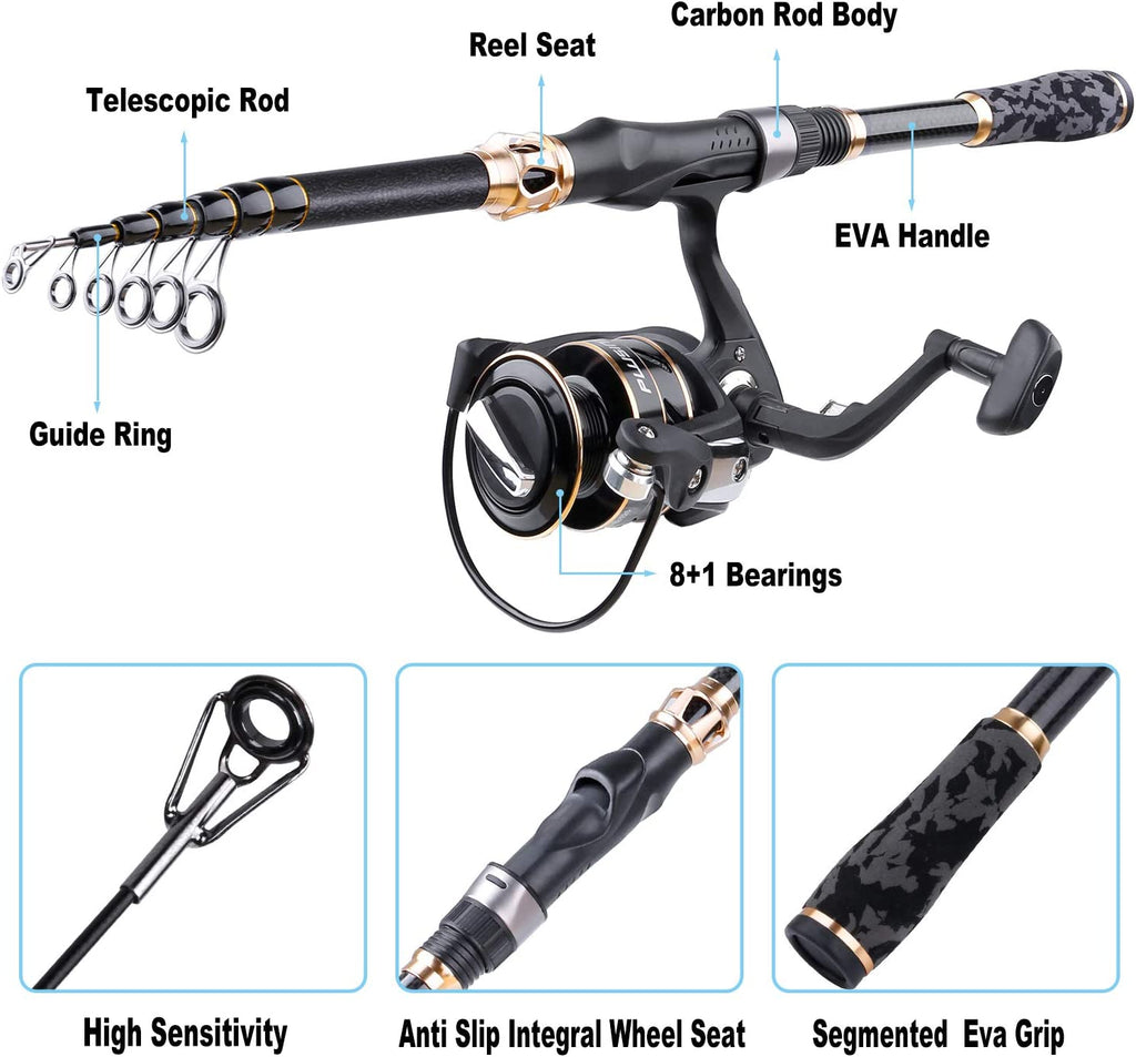 PLUSINNO Fishing Rod and Reel Combo: Your Ultimate Telescopic Fishing Kit for Freshwater and Saltwater Adventures