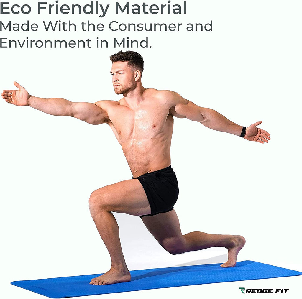 Redge Fit™ Premium TPE Eco-Friendly Double-Sided Workout Mat: Versatile, Multifunctional Mat with Carrying Straps for Yoga, Pilates, Fitness, and Home Gym