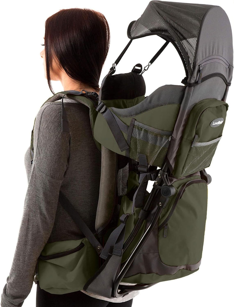 Luvdbaby Hiking Baby Carrier Backpack: Comfortable Toddler Hiking Backpack Carrier with Diaper Change Pad, Insulated Pocket, Rain and Sun Hood - Perfect for Outdoor Adventures