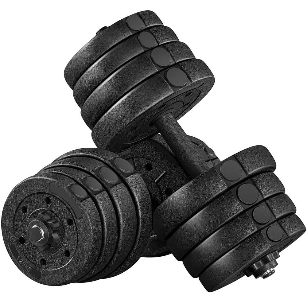 Adjustable Dumbbell Set: 66 lb. Home Training Dumbbell Pair in Black - Perfect for Strength Training
