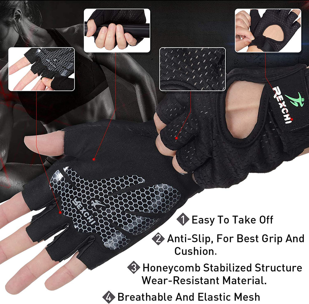 Get a Grip on Your Fitness Goals with 2 Pairs of Adjustable Workout Gloves for Men and Women