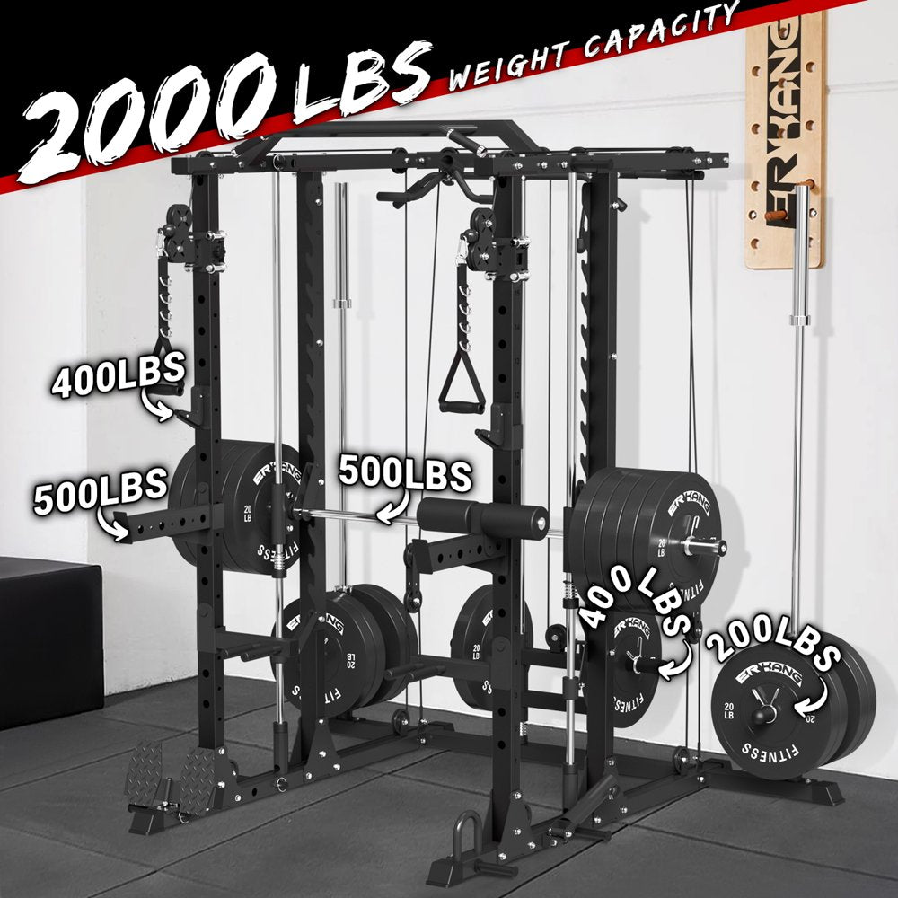 Ultimate Home Gym Setup: Smith Machine with Cable Crossover, 800Lbs Weight Bench, and 2000Lbs Smith Rack - Premium Home Gym Equipment