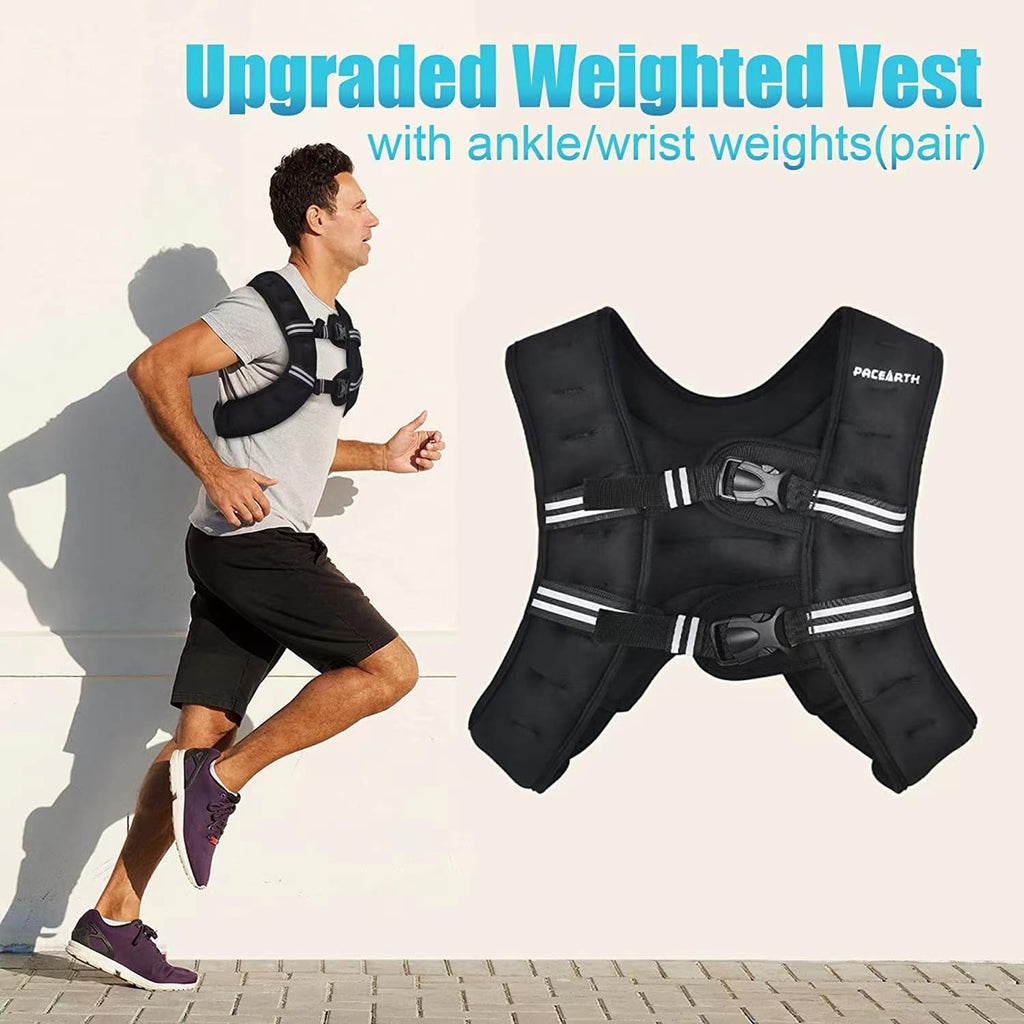 PACEARTH Weighted Vest with Ankle/Wrist Weights: Adjustable Strength Training Gear for Men and Women - Ideal for Walking, Jogging, Running, and More