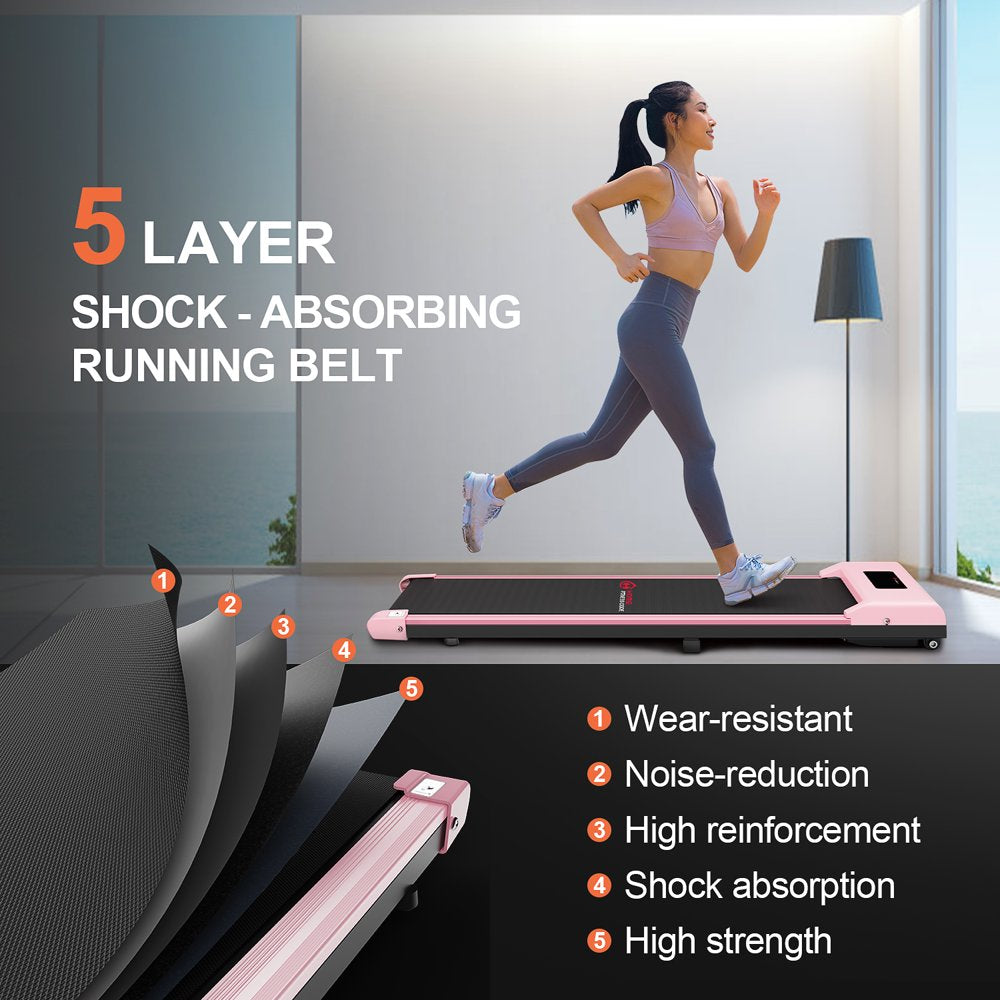 Ultra Slim Under Desk Treadmill for Home/Office - No Assembly Required, Pink